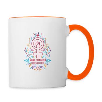 Feminismus - Tasse zweifarbig - Weiß/Orange - Rechts