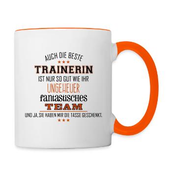 Beste Trainerin fantastisches Team - Tasse - Tasse zweifarbig - Weiß/Orange - Rechts
