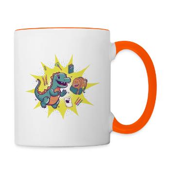 Dino School Enrolment - Contrasting Mug - white/orange - Right