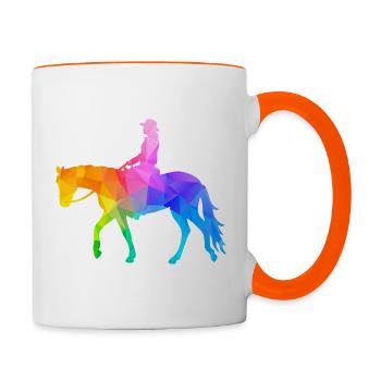 Western Lady Western Rider Équitation de plaisir - Mug contrasté - blanc/orange - Droite