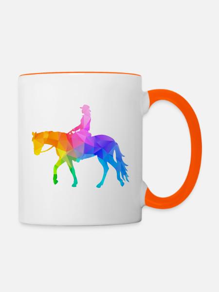 Western Lady Westernreiterin Pleasure Riding - Tasse zweifarbig - Weiß/Orange