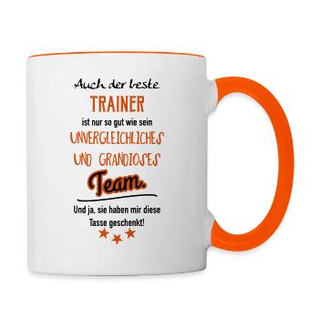 Bester Trainer Tasse - Tasse zweifarbig - Weiß/Orange - Rechts