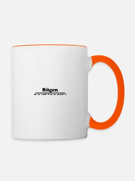Rügen - Tasse zweifarbig - Weiß/Orange