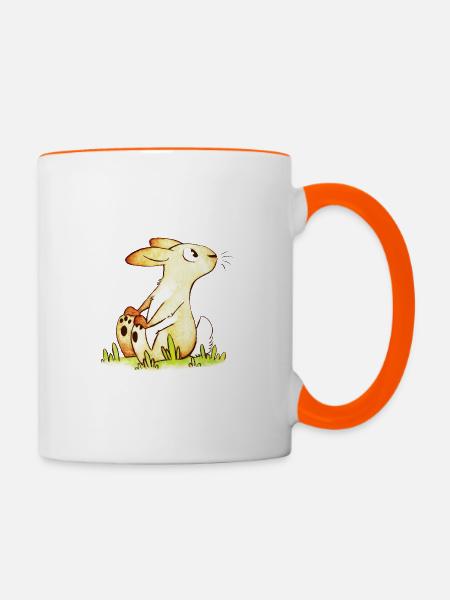 Kleines Häschen - Tasse zweifarbig - Weiß/Orange