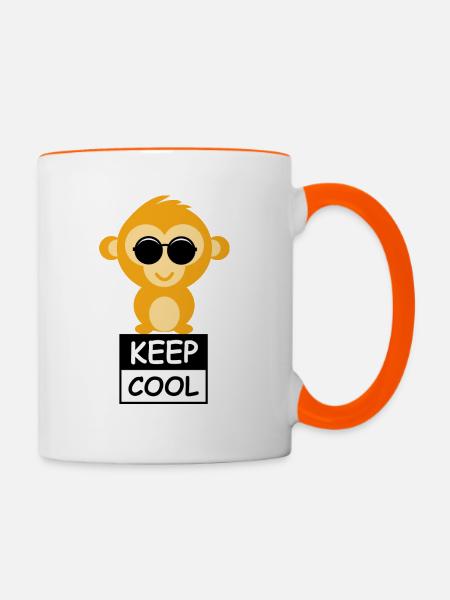 Affe - Keep Cool - Tasse zweifarbig - Weiß/Orange