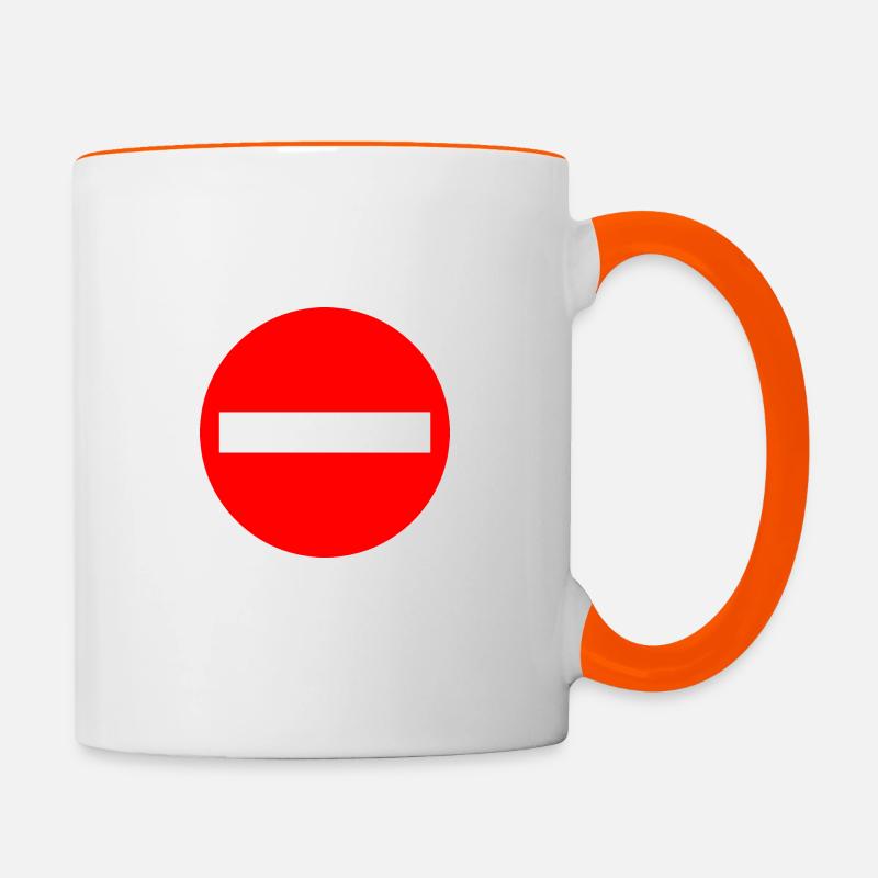 Aucun panneau de signalisation d'entrée - Mug contrasté - blanc/orange