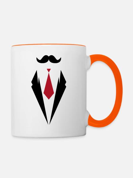Krawatte - Tasse zweifarbig - Weiß/Orange