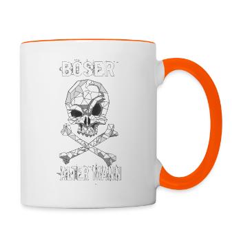 Böser Alter Mann Totenkopf - Tasse zweifarbig - Weiß/Orange - Rechts