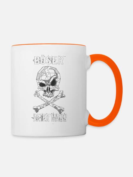 Böser Alter Mann Totenkopf - Tasse zweifarbig - Weiß/Orange