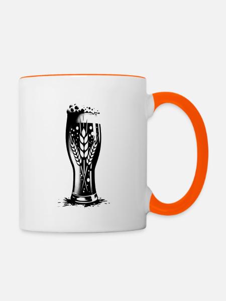Weizenbierglas | Sprudelndes Bier - Tasse zweifarbig - Weiß/Orange