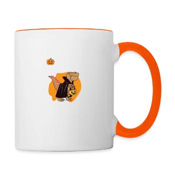 Drôle Halloween Vampire Dinosaur T-Rex Design - Mug contrasté - blanc/orange - Droite