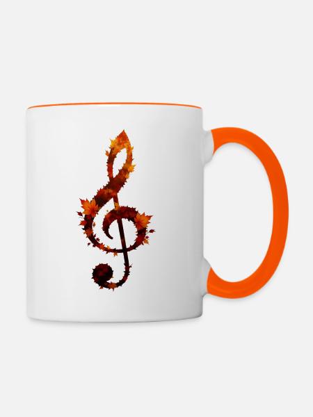 Herbstlicher Violinschlüssel - Tasse zweifarbig - Weiß/Orange