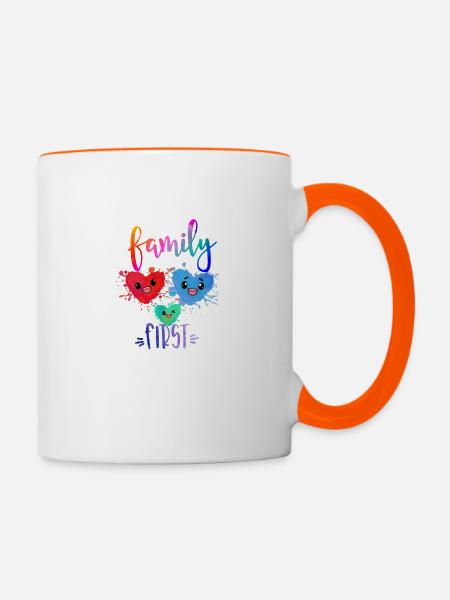 Family First - Tasse zweifarbig - Weiß/Orange