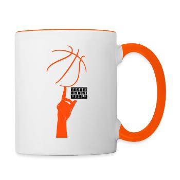 Korb meine beste Welt - Tasse zweifarbig - Weiß/Orange - Rechts