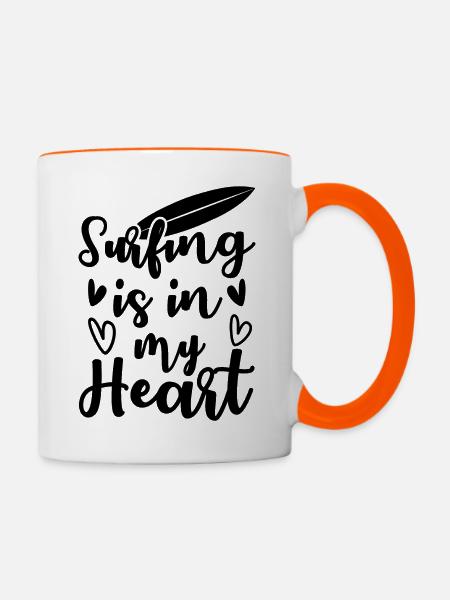 Surfing - Tasse zweifarbig - Weiß/Orange
