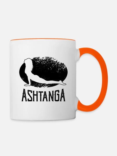 Ashtanga Yoga - Tasse zweifarbig - Weiß/Orange