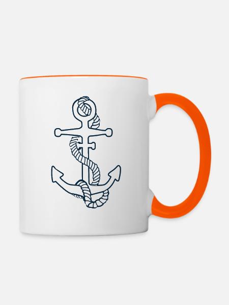 Anker - Tasse zweifarbig - Weiß/Orange