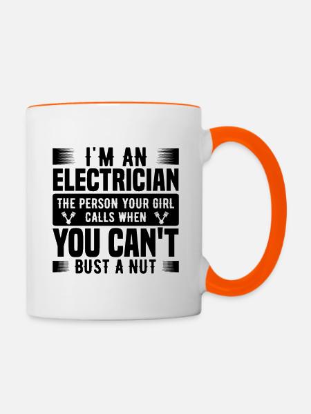 Elektriker Geschenk - Tasse zweifarbig - Weiß/Orange