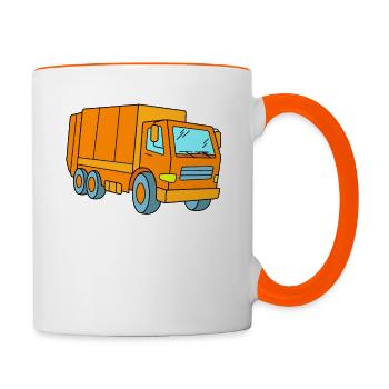 Ramassage des ordures - Mug contrasté - blanc/orange - Droite