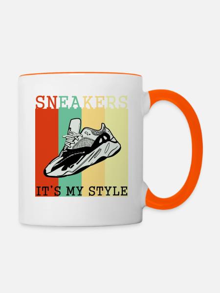Sneaker - Tasse zweifarbig - Weiß/Orange