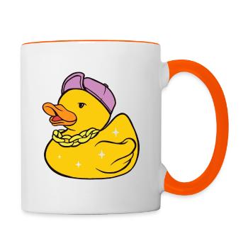 Gangster bath duck, small bandit, cool robber. - Contrasting Mug - white/orange - Right