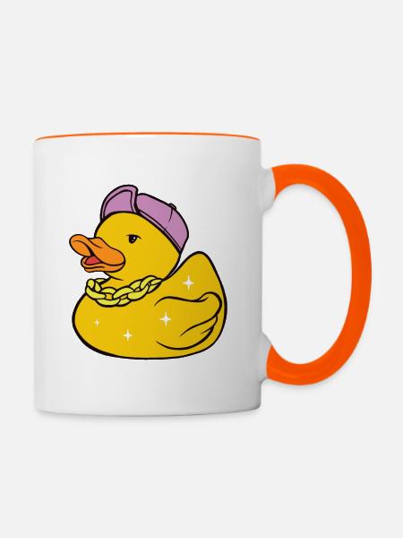Gangster bath duck, small bandit, cool robber. - Contrasting Mug - white/orange