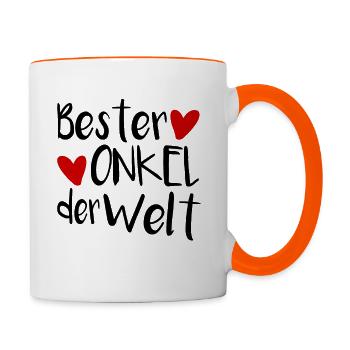 Bester Onkel - Tasse zweifarbig - Weiß/Orange - Rechts