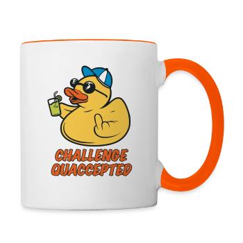 Freche Quietscheente - Défi relevé - Mug contrasté - blanc/orange - Droite