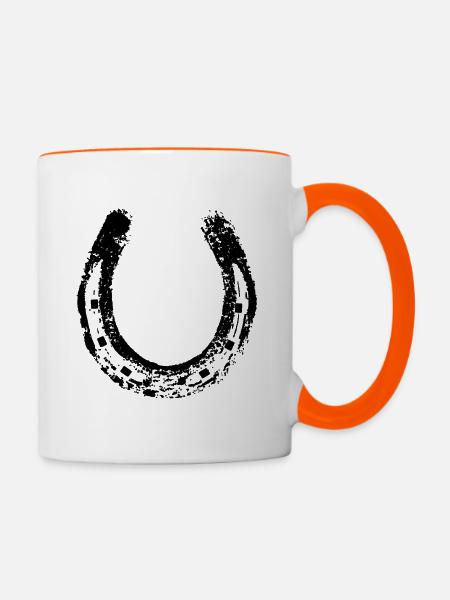 Hufeisen - Tasse zweifarbig - Weiß/Orange