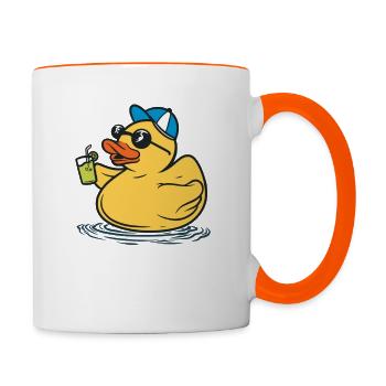 Bademeister coole Badeente mit Sonnenbrille - Tasse zweifarbig - Weiß/Orange - Rechts