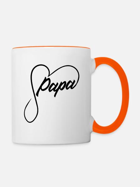 Papa Herz - Tasse zweifarbig - Weiß/Orange