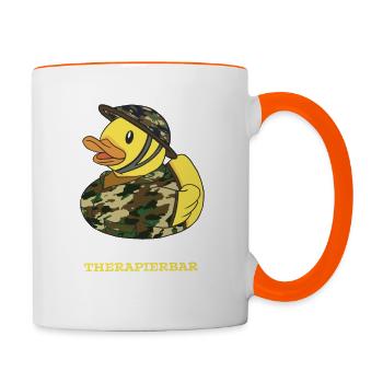 Nicht Therapierbar Soldat Badeente Bundeswehr - Tasse zweifarbig - Weiß/Orange - Rechts
