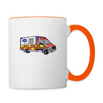 Pflaster Laster Fahrer Rettungsdienst - Tasse zweifarbig - Weiß/Orange - Rechts