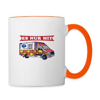 Rettungsdienst Mich nur mit RTW Sanitäterin - Tasse zweifarbig - Weiß/Orange - Rechts