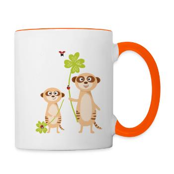 Edmännchen avec de la chance - Mug contrasté - blanc/orange - Droite