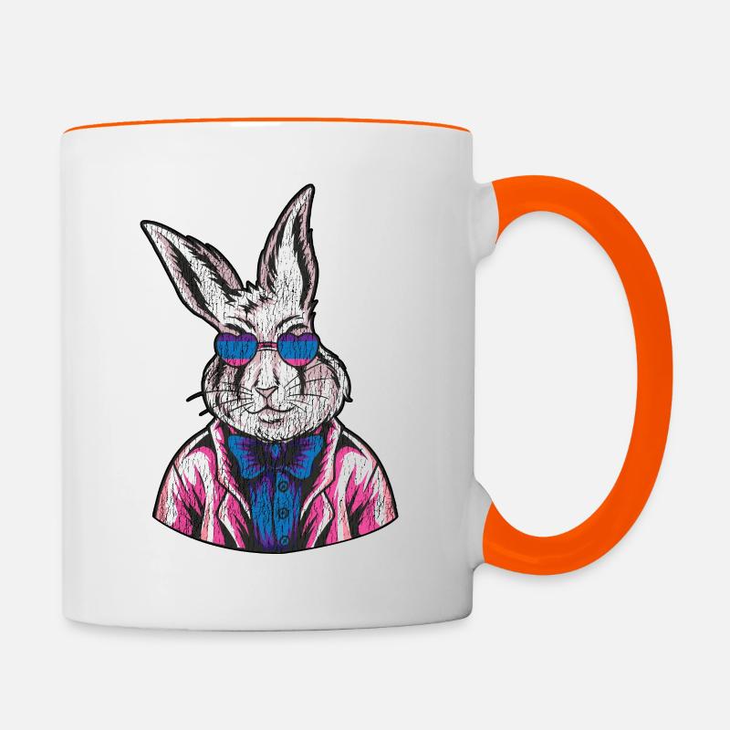 Bisexuel Bi Pride Flag Rabbit - Mug contrasté - blanc/orange