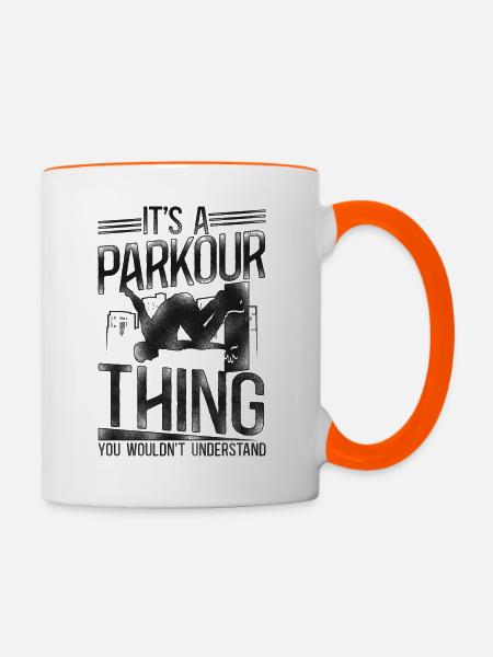 Parkour Free Running Traceur - Tasse zweifarbig - Weiß/Orange