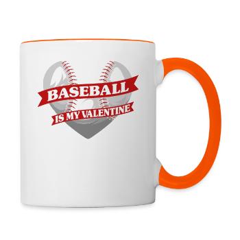 Baseball Fan Valentines Day Heart - Tasse zweifarbig - Weiß/Orange - Rechts