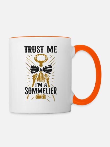 Sommelier Wine Drinking Tasting - Tasse zweifarbig - Weiß/Orange