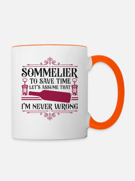 Sommelier Wine Drinking Tasting - Tasse zweifarbig - Weiß/Orange