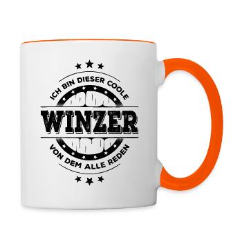 Winzer Kollegen Geburtstag Weinbauer Geschenk - Tasse zweifarbig - Weiß/Orange - Rechts