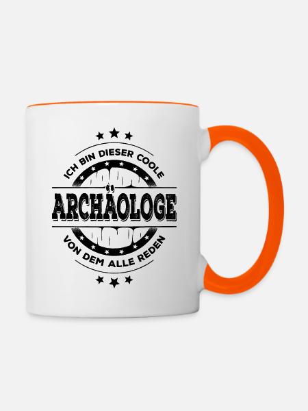 Archäologe Geburtstag Archäologie Geschenk - Tasse zweifarbig - Weiß/Orange