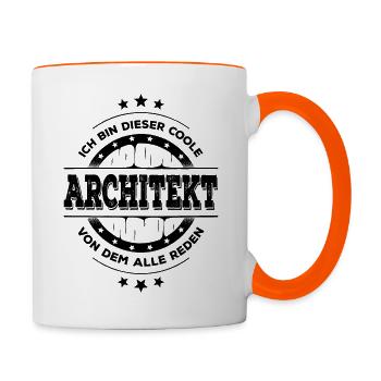 Architekt Geburtstag Gebäudeplanung Geschenk - Tasse zweifarbig - Weiß/Orange - Rechts