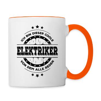 Elektriker Geburtstag Elektroniker Geschenk - Tasse zweifarbig - Weiß/Orange - Rechts
