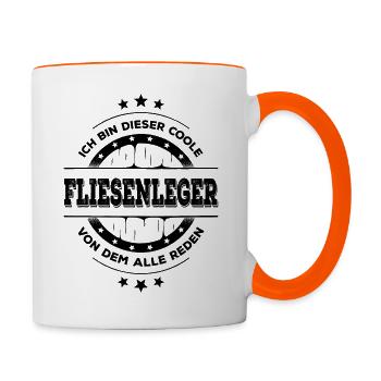 Fliesenleger Geburtstag Bodenleger Geschenk - Tasse zweifarbig - Weiß/Orange - Rechts
