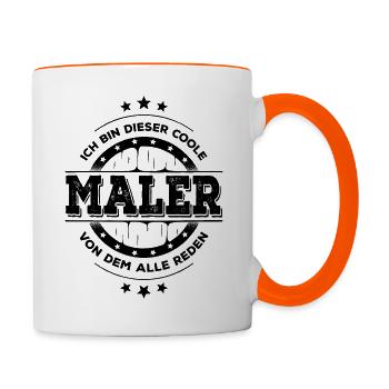 Maler Kollegen Geburtstag Bildenden Kunst Geschenk - Tasse zweifarbig - Weiß/Orange - Rechts