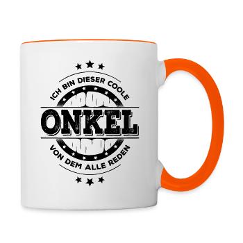Ich Bin Onkel Geburtstag Patenonkel Geschenk - Tasse zweifarbig - Weiß/Orange - Rechts