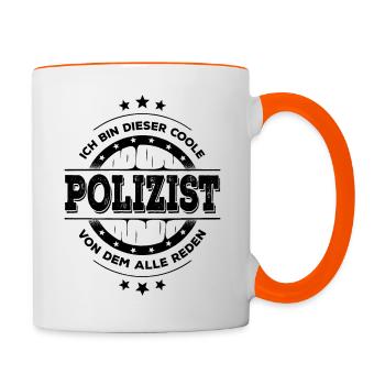 Polizist Geburtstag Polizeibeamter Geschenk - Tasse zweifarbig - Weiß/Orange - Rechts