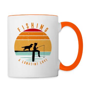 Pêche Un amour de longue date - Pêche - Coucher de soleil - Mug contrasté - blanc/orange - Droite