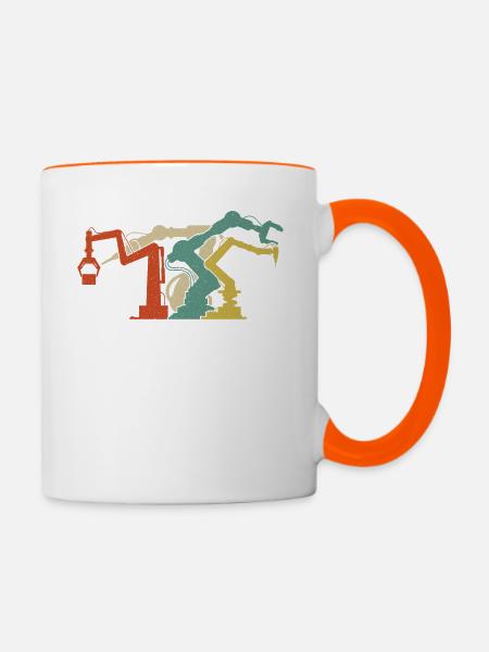 Robot Robotics Engineer Retro - Tasse zweifarbig - Weiß/Orange